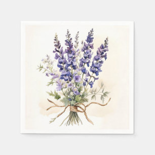 Romantic Larkspur Bouquet Watercolor Napkins