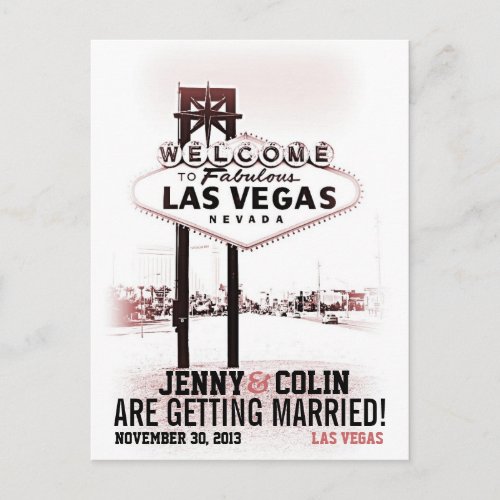 Romantic Las Vegas Wedding Photo Save The Date Announcement Postcard