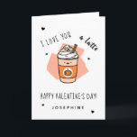 Romantic Latte Coffee Wife Girlfriend Valentine's  Card<br><div class="desc">Surprise someone you love with this adorable Valentine's Day greeting card featuring cute latte illustration! Easily change the text if needed,  by clicking on the "personalize this template" option.</div>