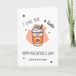 Romantic Latte Coffee Wife Girlfriend Valentine's  Card<br><div class="desc">Surprise someone you love with this adorable Valentine's Day greeting card featuring cute latte illustration! Easily change the text if needed,  by clicking on the "personalize this template" option.</div>