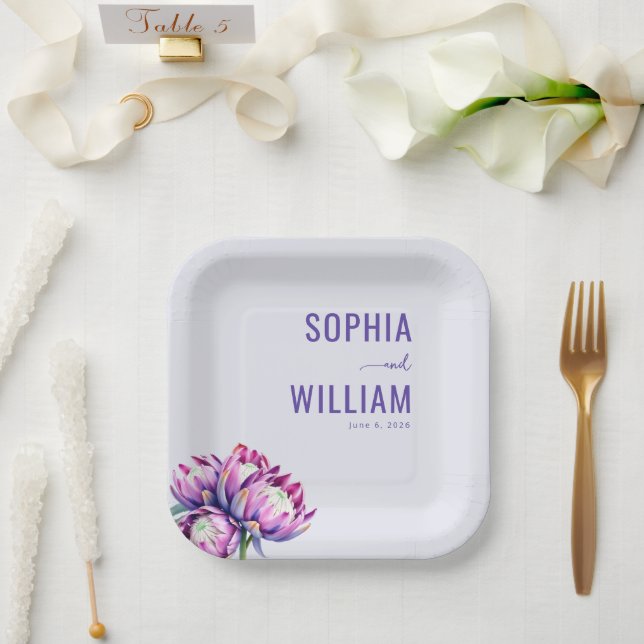 Romantic Lavender Floral Paper Plates (Wedding)