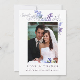 Romantic Lavender Floral Photo Wedding Thank You