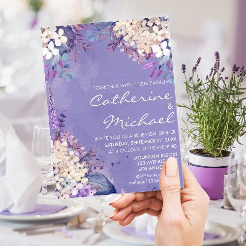 Romantic Lavender Floral Spring Rehearsal Dinner Invitation