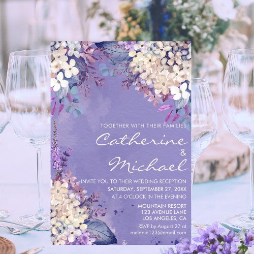 Romantic Lavender Floral Spring Wedding Reception Invitation