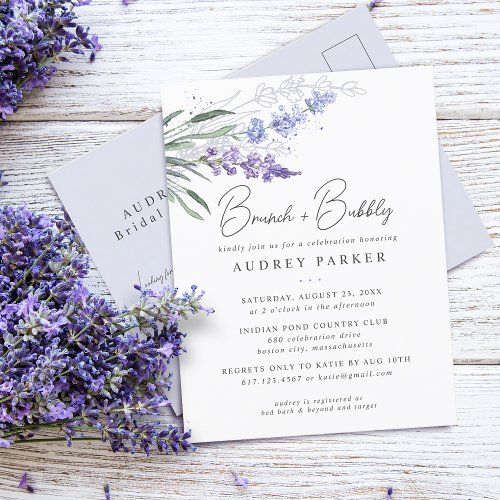 Romantic Lavender Floral Watercolor Bridal Shower Invitation Postcard