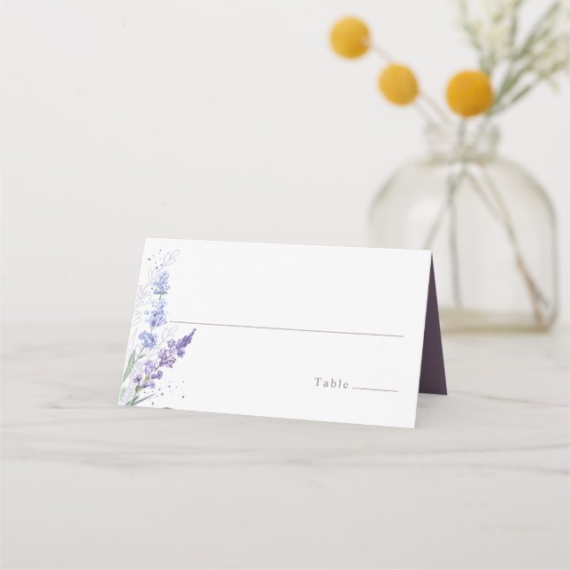 Romantic Lavender Floral Watercolor Place Card (Front)
