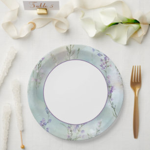 Romantic Lavender Flowers Garden Bridal Shower Paper Plates