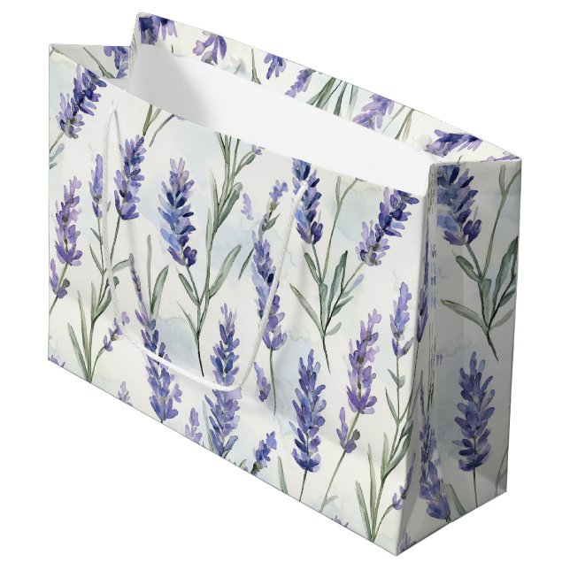 Romantic Lavender Flowers Wedding Large Gift Bag (Front Angled)