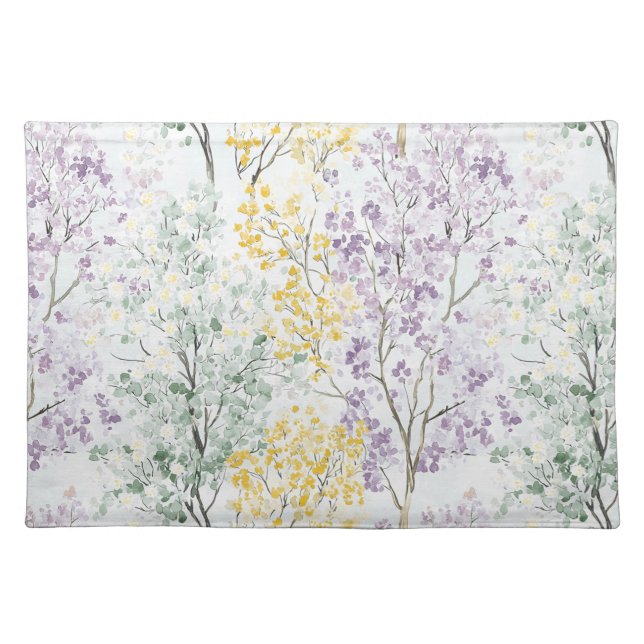 Romantic Lavender Green Flowers Bridal Shower Cloth Placemat (Front)
