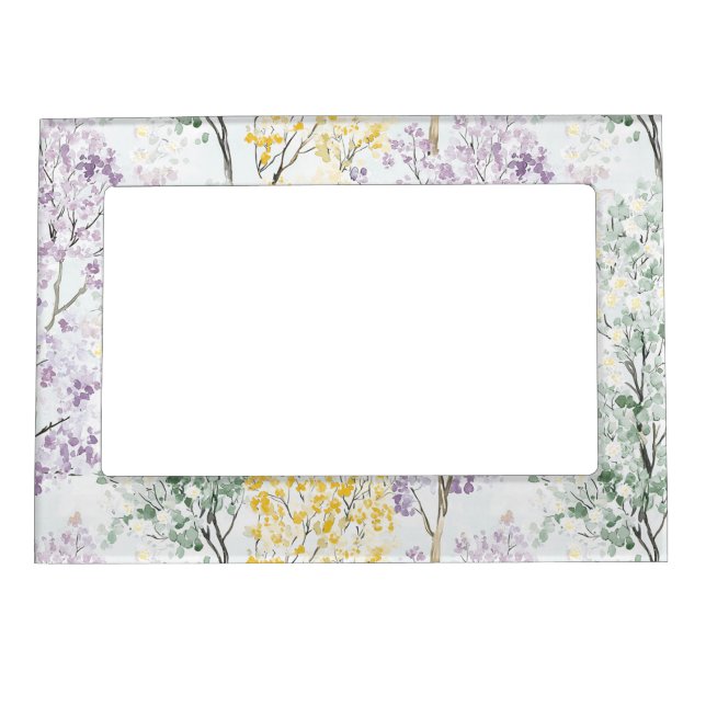 Romantic Lavender Green Flowers Bridal Shower Magnetic Frame (Front)