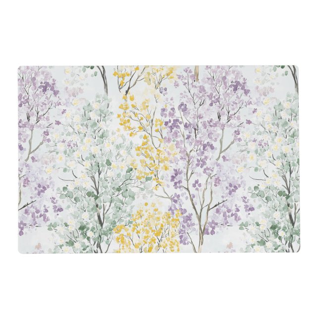 Romantic Lavender Green Flowers Bridal Shower Placemat (Front)