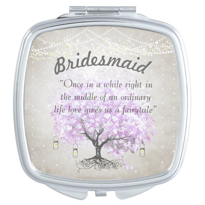 Romantic Lavender Hearleaf Tree Wedding Quote Mirror For Makeup