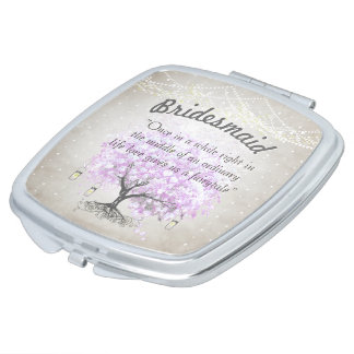 Romantic Lavender Hearleaf Tree Wedding Quote Vanity Mirror