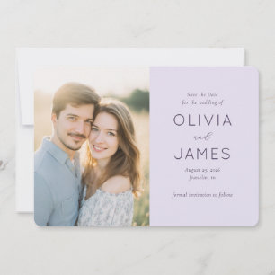 Romantic Lavender Minimalist Photo Save The Date