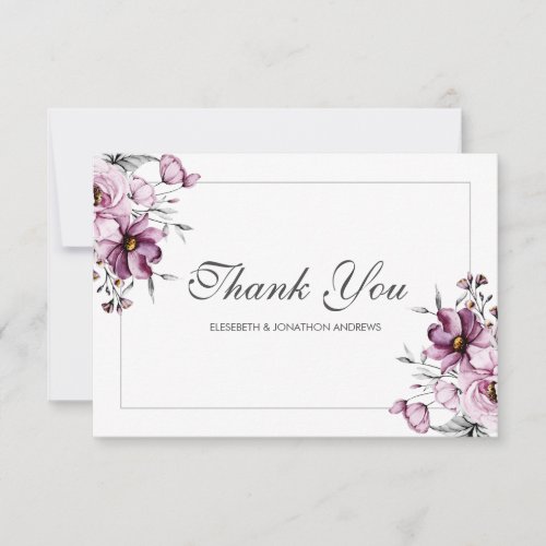 Romantic Lavender  Powder Blue Floral Blossom Thank You Card