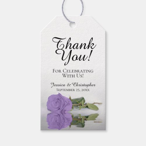 Romantic Lavender Purple Rose Wedding Thank You Gift Tags
