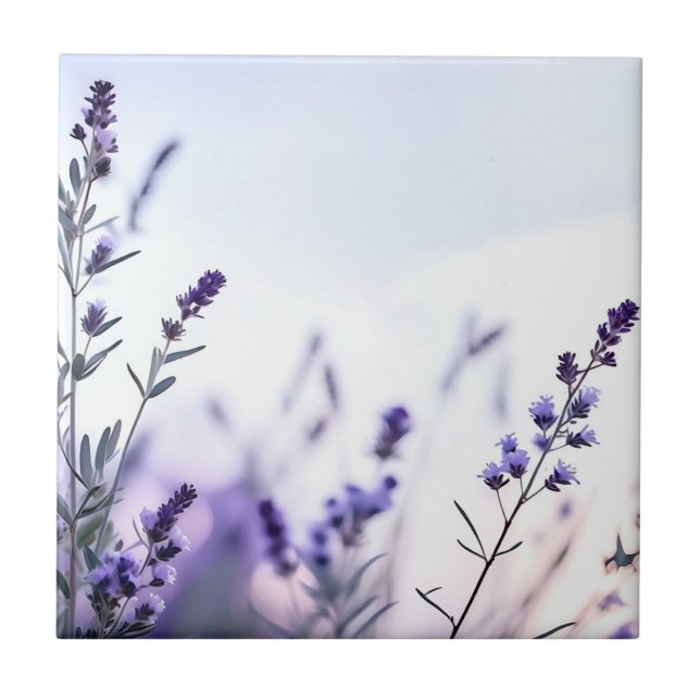 Romantic Lavender Watercolor Ceramic Tile (Front)