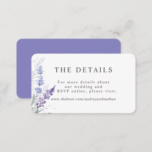 Romantic Lavender Watercolor Floral Detail Enclosure Card