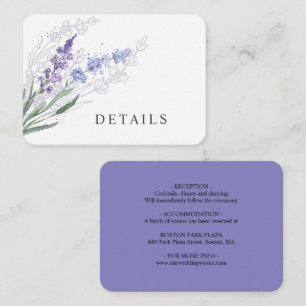 Romantic Lavender Watercolor Floral Details Enclosure Card