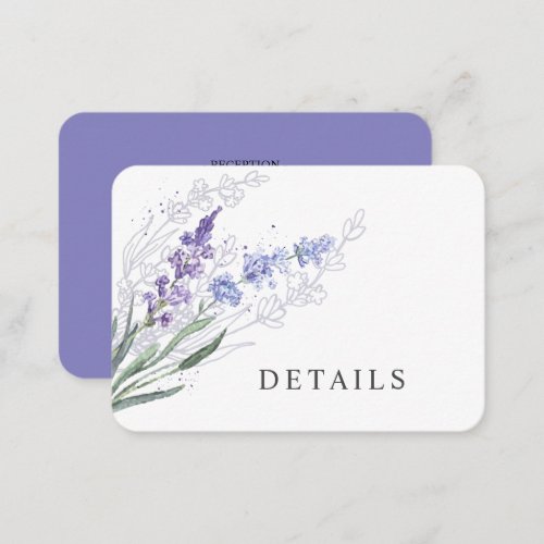 Romantic Lavender Watercolor Floral Details Enclosure Card