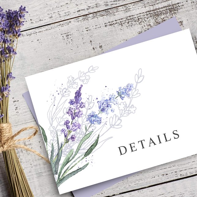 Romantic Lavender Watercolor Floral Details Enclosure Card (Creator Uploaded)
