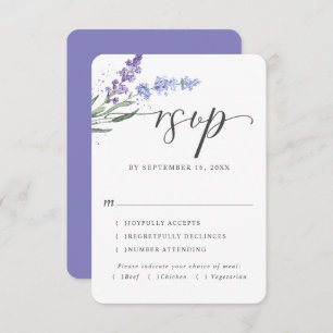 Romantic Lavender Watercolor Floral Meal Choice RSVP Card