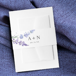 Romantic Lavender Watercolor Floral Monogram Invitation Belly Band