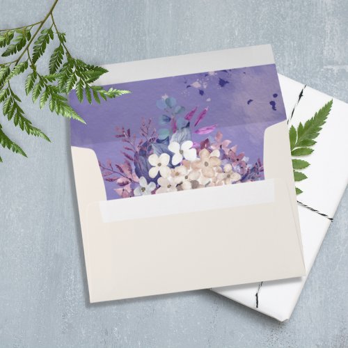 Romantic Lavender Watercolor Floral Spring Wedding Envelope