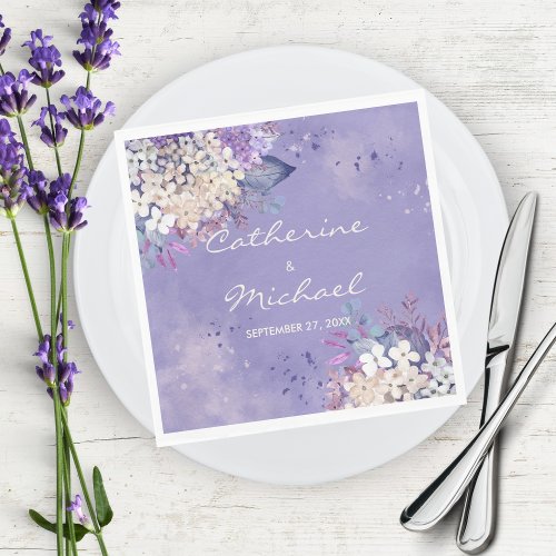 Romantic Lavender Watercolor Floral Spring Wedding Napkins