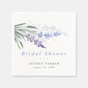 Romantic Lavender Watercolor Floral Wedding Paper Napkins