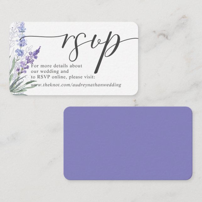 Romantic Lavender Watercolor RSVP Online Enclosure Card (Front/Back)