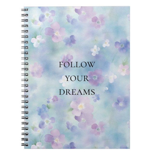 Romantic Lavender White Flowers Notebook (Front)