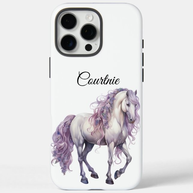 Romantic Lavender White Horse   Case-Mate iPhone Case (Back)
