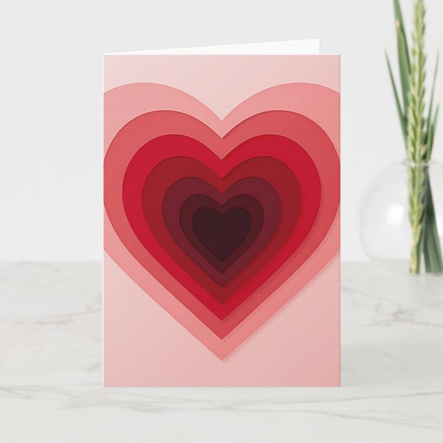 Romantic Layered Hearts Love Card (Front)