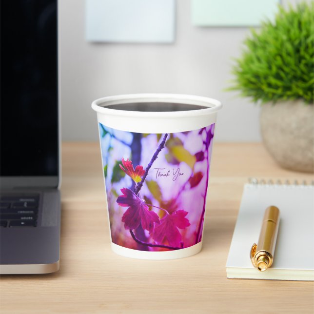Romantic Leaves Boho – Botanical Fantasy Thank You Paper Cups (Insitu)