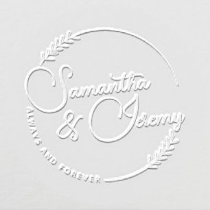Romantic Leaves Round Couple Monogram Embosser