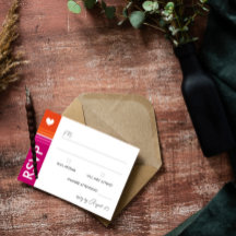 Romantic Lesbian Flag Stripes Wedding RSVP