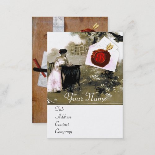 ROMANTIC LETTER HOLDER RED WAX SEAL MONOGRAM BUSINESS CARD