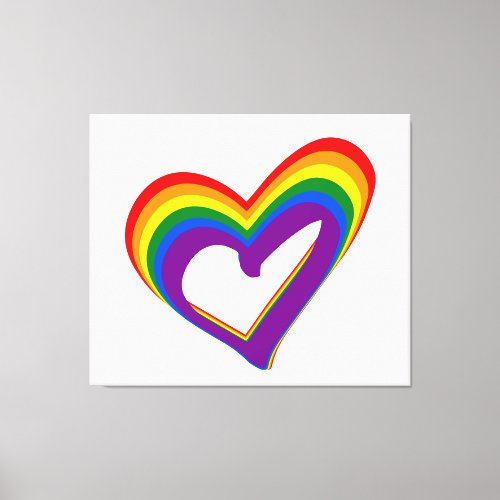 Romantic LGBT Rainbow Flag Heart Gay Pride Love Canvas Print
