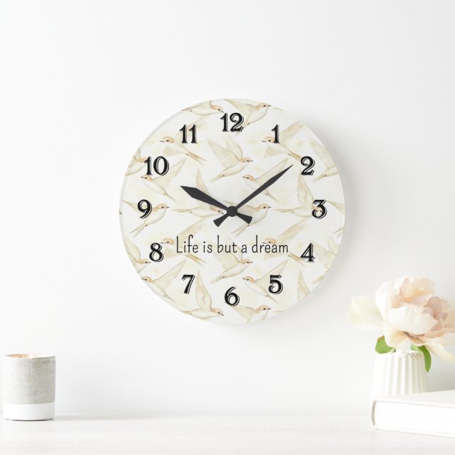 Romantic life is but a dream birds   large clock (Home)