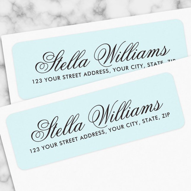 Romantic light aqua blue calligraphy script label (Creator Uploaded)