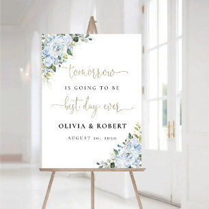 Romantic Light Blue Best Day Ever Wedding Foam Board