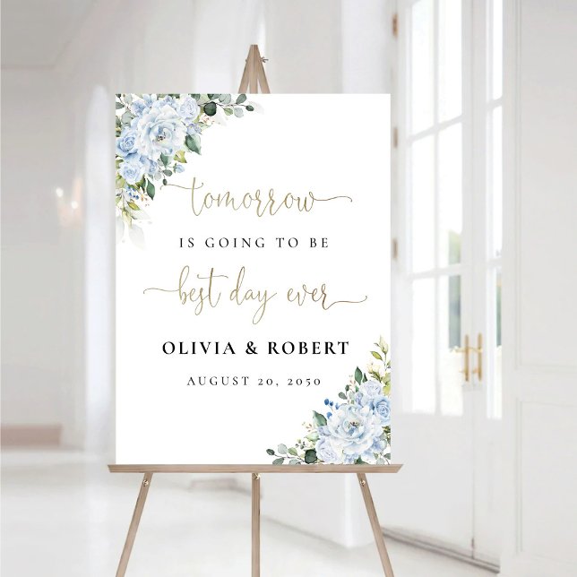Romantic Light Blue Best Day Ever Wedding Foam Board (Creator Uploaded)