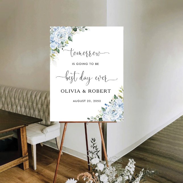 Romantic Light Blue Best Day Ever Wedding Foam Board (Creator Uploaded)