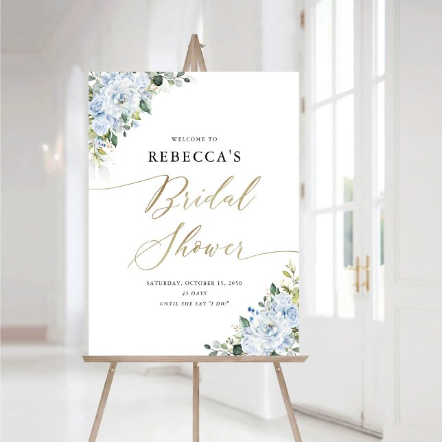 Romantic Light Blue Floral Bridal Shower Foam Board (Creator Uploaded)