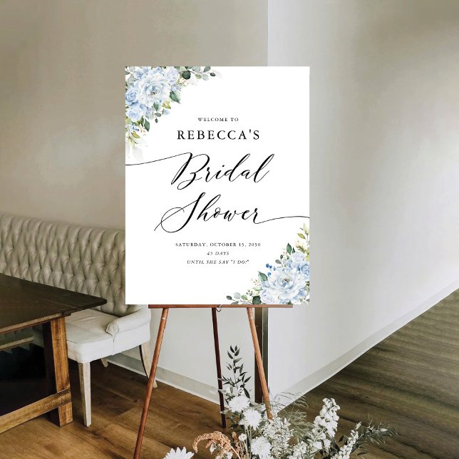 Romantic Light Blue Floral Bridal Shower Foam Board (Creator Uploaded)
