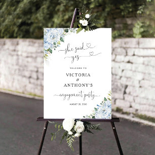 Romantic Light Blue Floral Engagement Party Foam Board