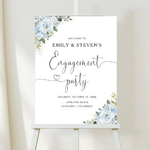 Romantic Light Blue Floral Engagement Party Foam Board