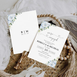 Romantic Light Blue Floral Engagement Party  Invitation