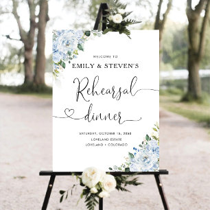 Romantic Light Blue Floral Rehearsal Dinner Foam Board